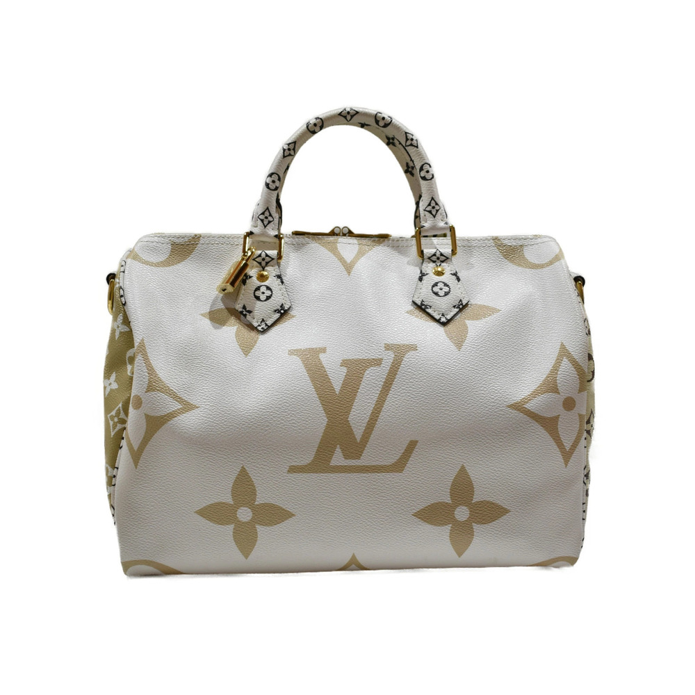 LOUIS VUITTON Speedy Bandoulire Monogram Giant Khaki Brown Green White Beige